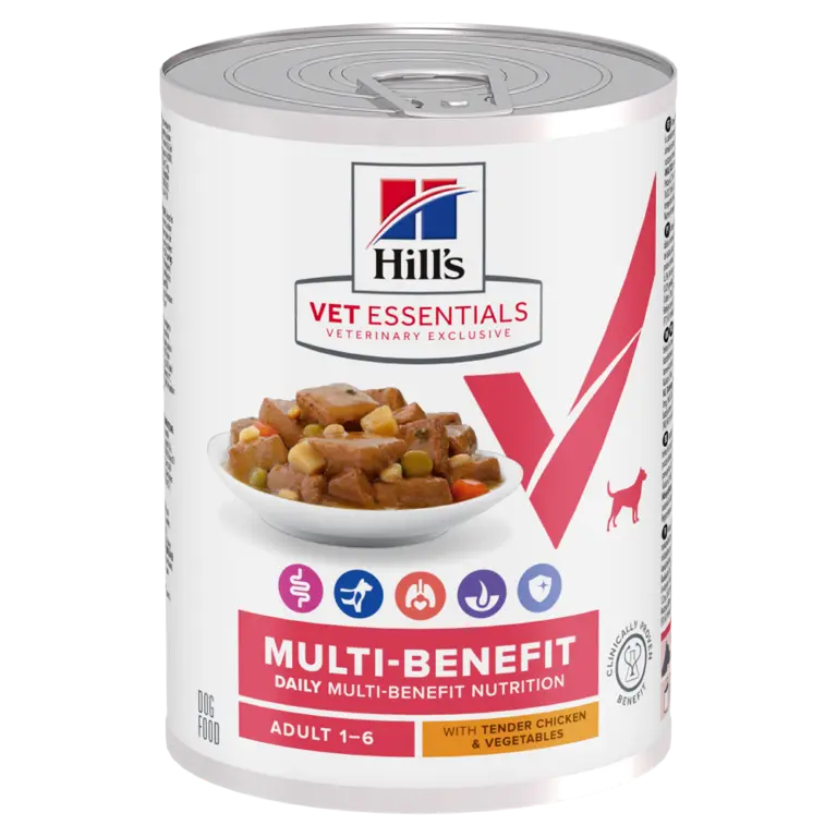 Hill's Vet Essentials Multi-Benefit Adult 1-6 Wet Dog Food with Tender Chicken & Vegetables 363g x 12