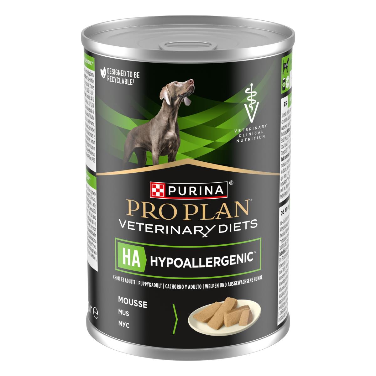 Purina Pro Plan Veterinary Diets HA Hypoallergenic Mousse Wet Dog Food 12 x 400g