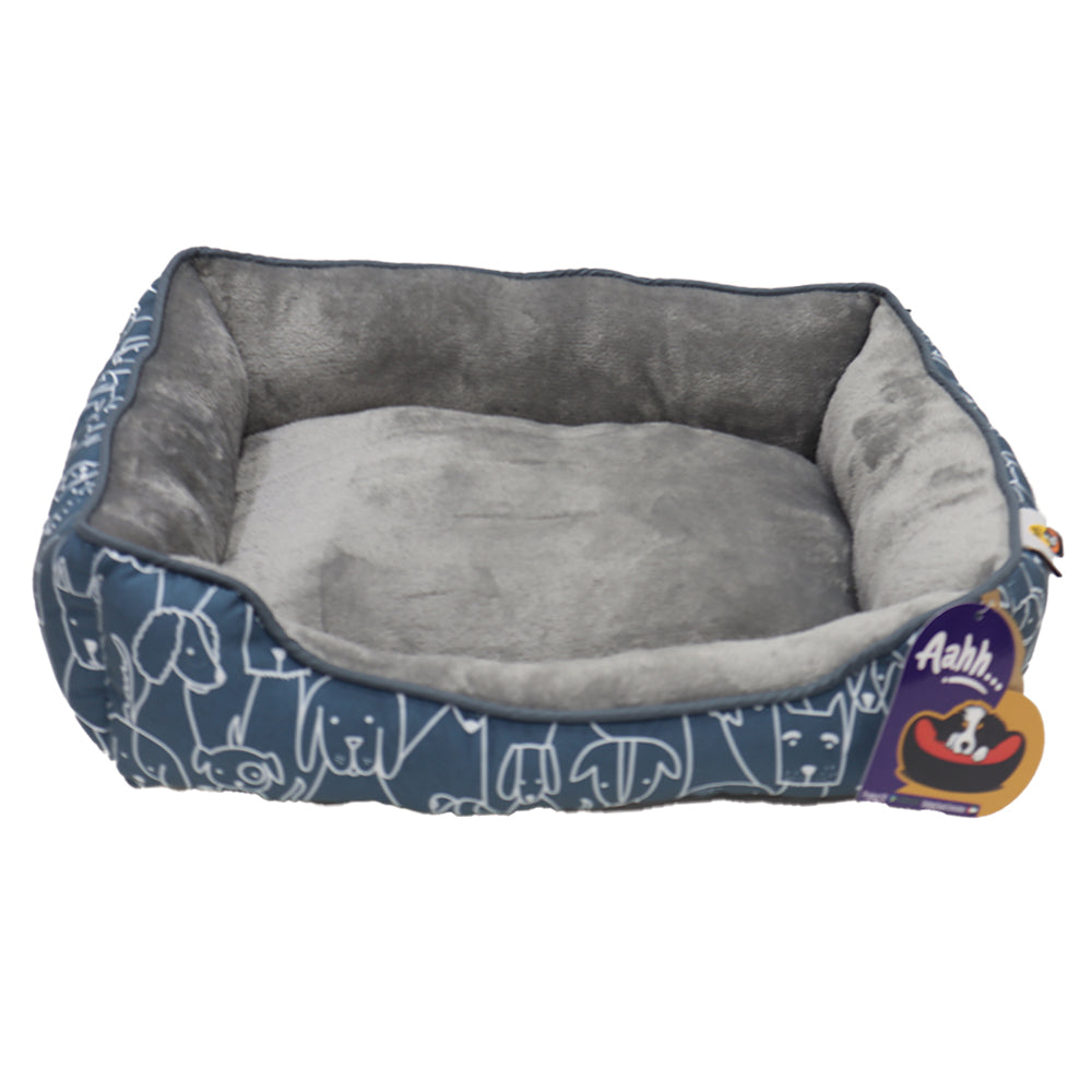 Aahh… Squarey L46 X w36 X h42Cms Flannel Blue Grey Doggies Love