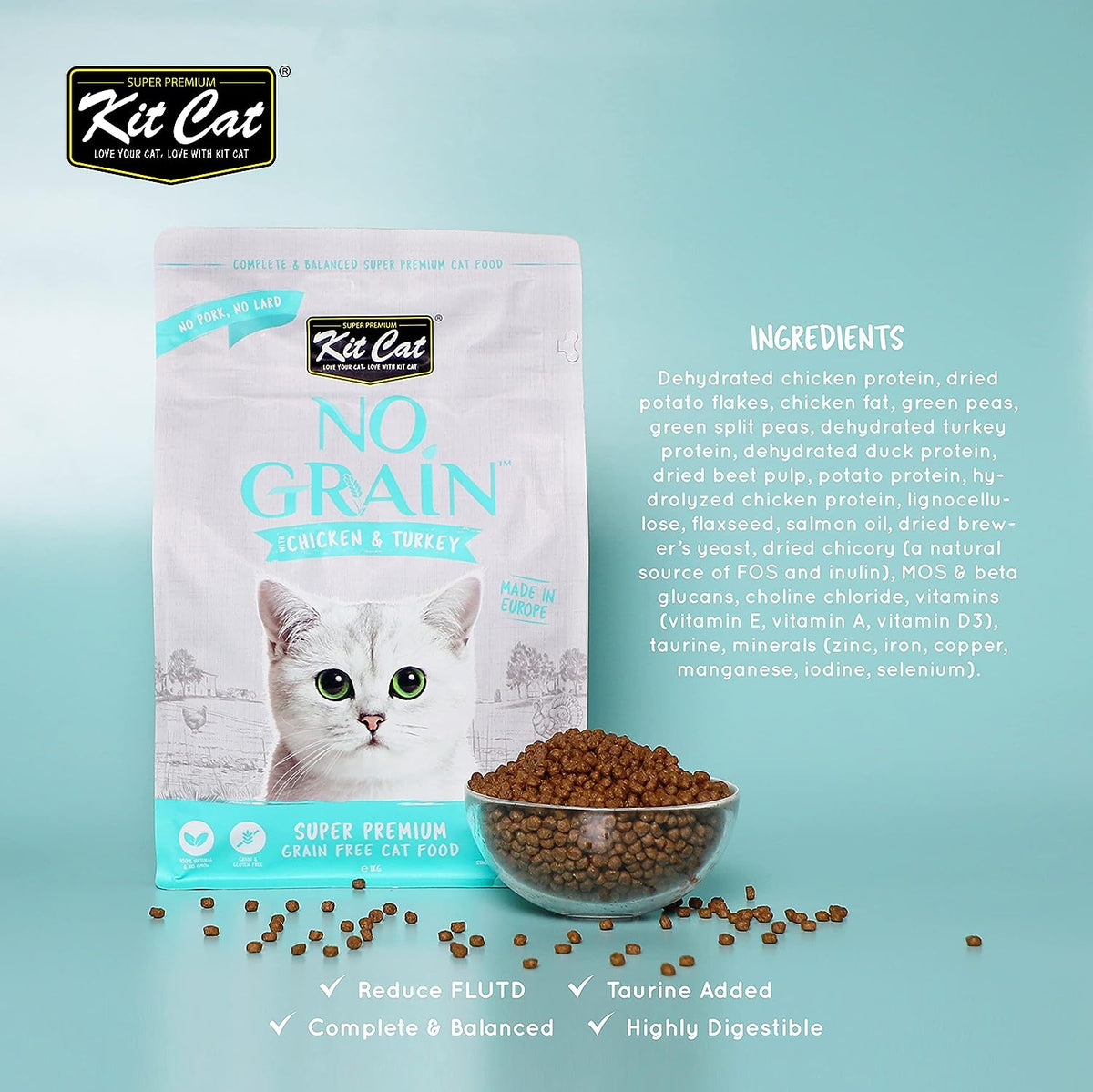 Kit Cat No Grain Super Premium Cat Food with Chicken & Turkey 1kg