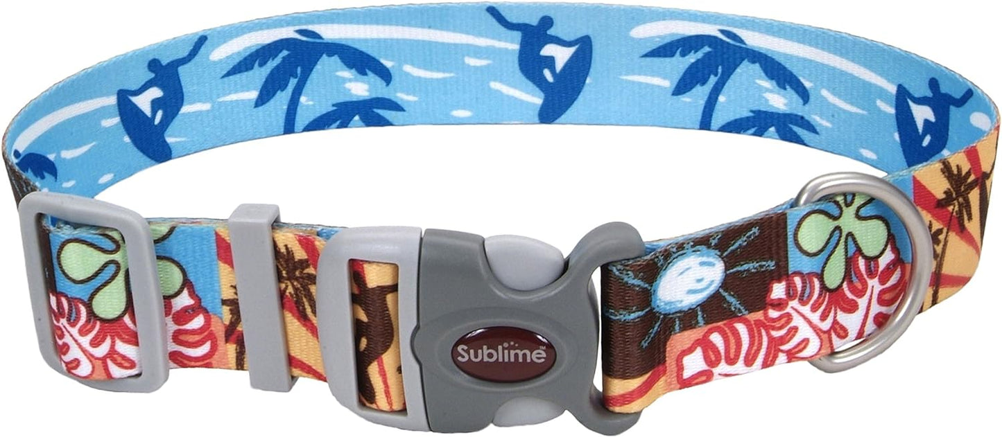 Coastal 1in Sublime Dog Collar Surf Sun and Beach Medium