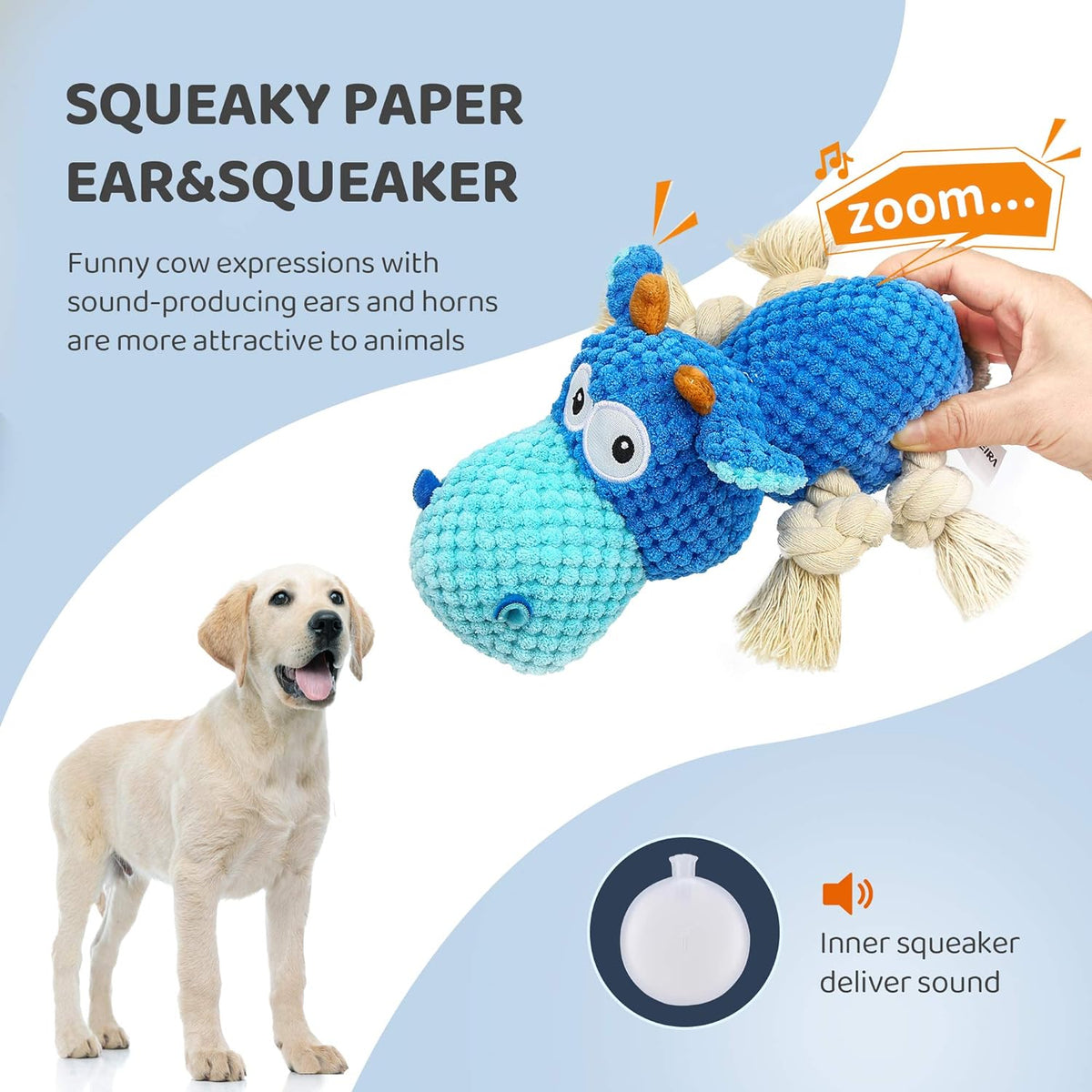 Plush Pet Swimming Hippo Dog Toy 27 x 19cm