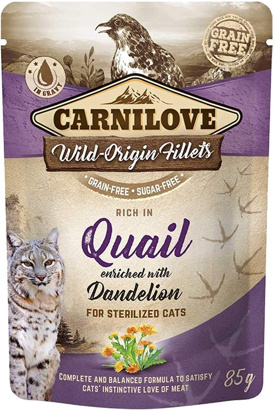 Carnilove Quail enriched with Dandelion for Sterilized Cats Wet Food Pouches - 85g