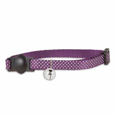 Petmate Adjustable Cat Collar 3/8incx8-12inc Glow Dots Purple