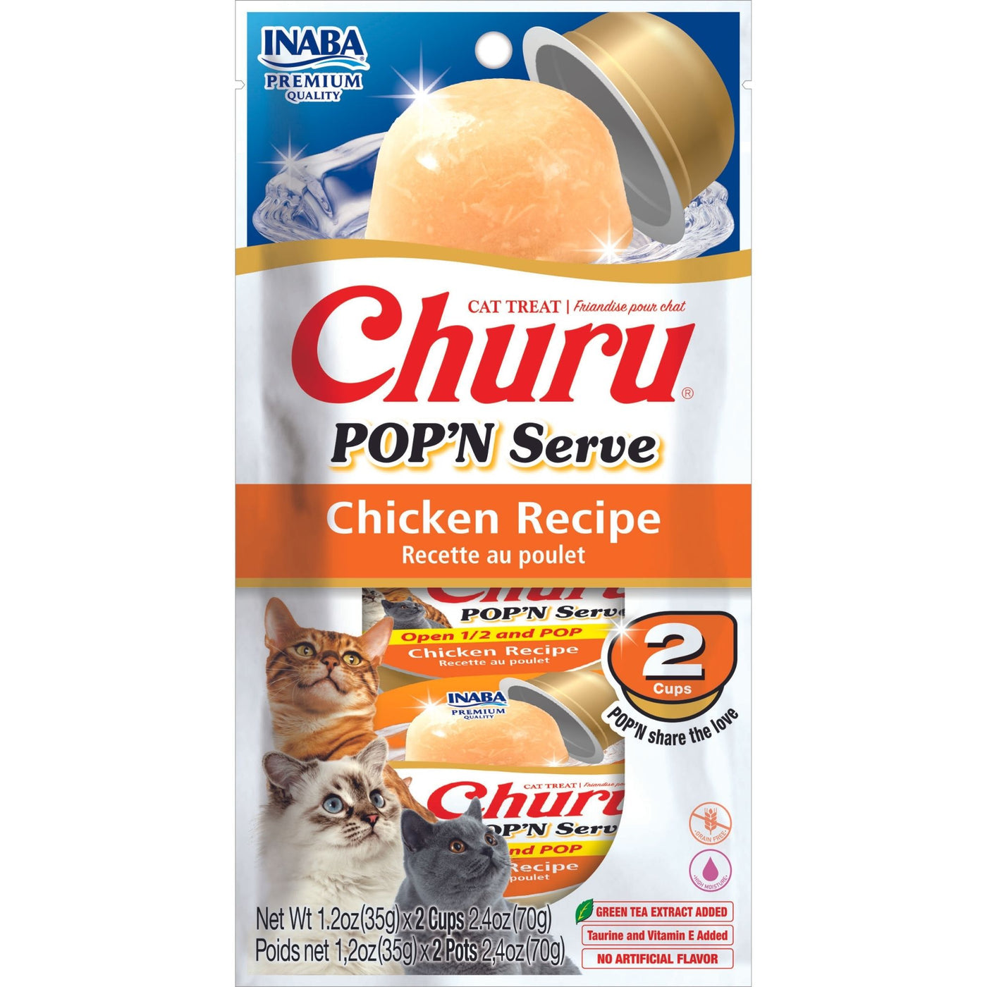 Inaba Churu Pop'N Serve Chicken Recipe Cat Treats 70g