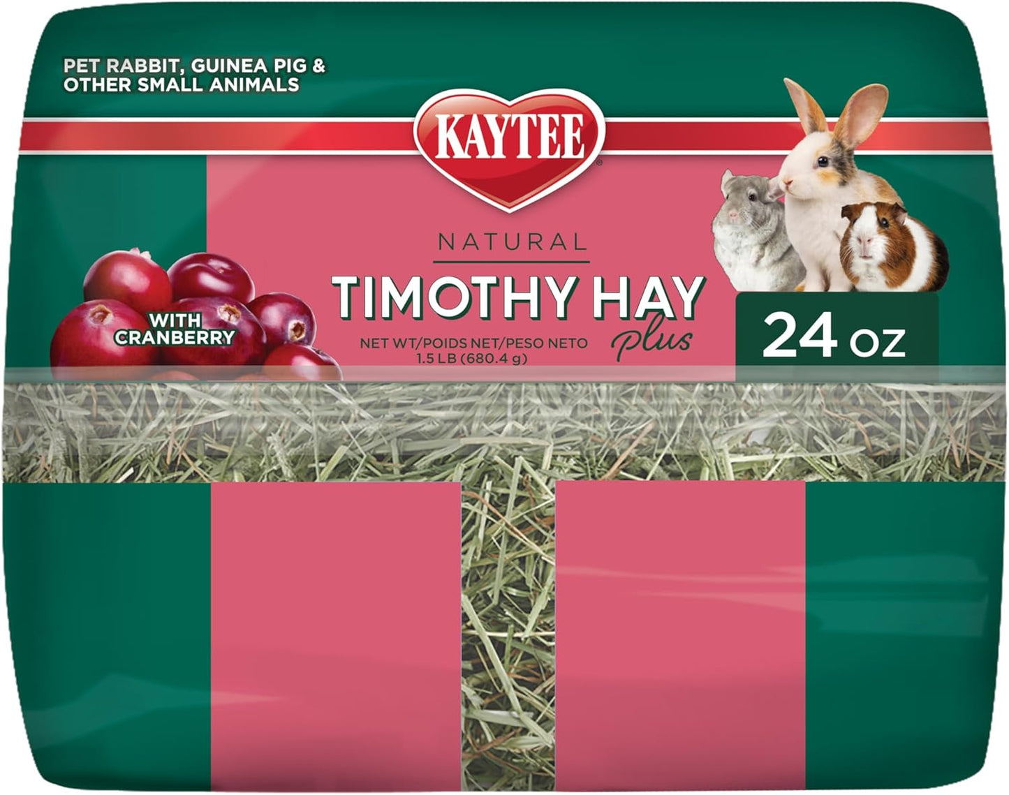 Kaytee KT Timothy Hay Plus Cranberry 6/24OZ/700g For Small Animals