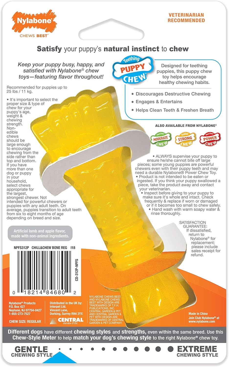Nylabone Puppy Color-Changing Freezer Bone Lamb & Apple Regular – Soothing Teething Toy UAE