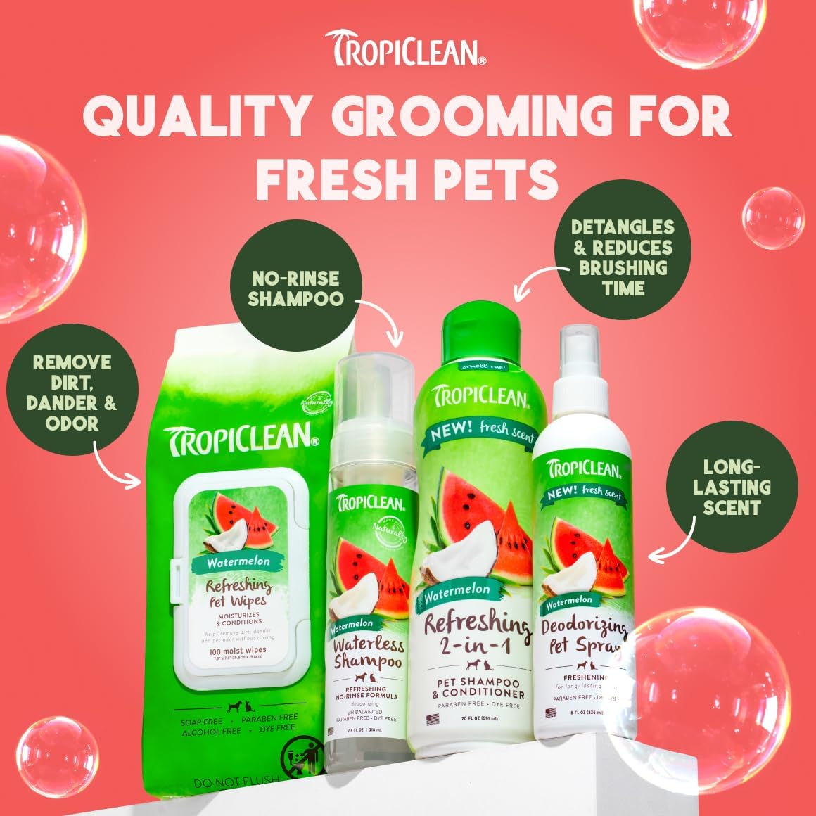 TropiClean Watermelon Refreshing 2-in-1 Pet Shampoo & Conditioner