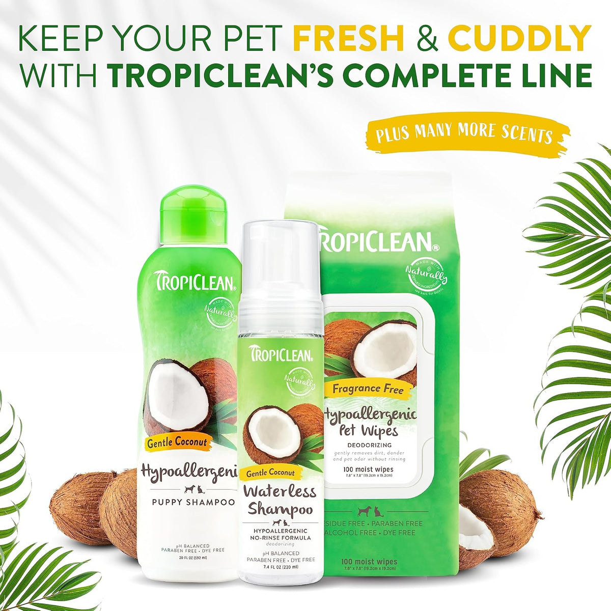 TropiClean Gentle Coconut Hypoallergenic Cat and Kitten Shampoo, 12oz