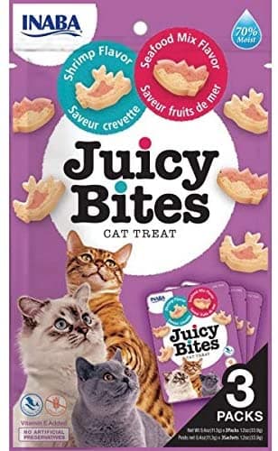 Inaba Juicy Bites Shrimp & Seafood Mix Flavor 33.9G /3 Pouches Per Pack