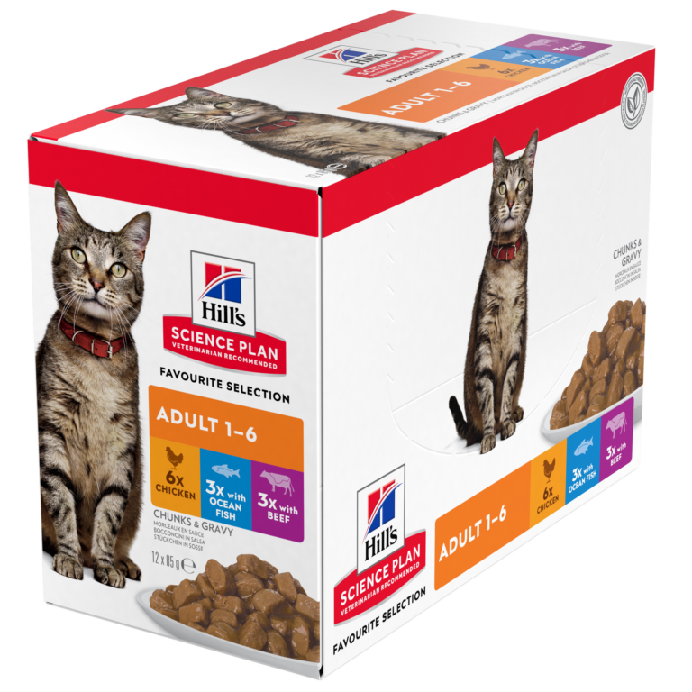 Hill’s Science Plan Adult Cat Wet Food Multipack With Chicken, Ocean Fish, Beef Pouches (12x85g)