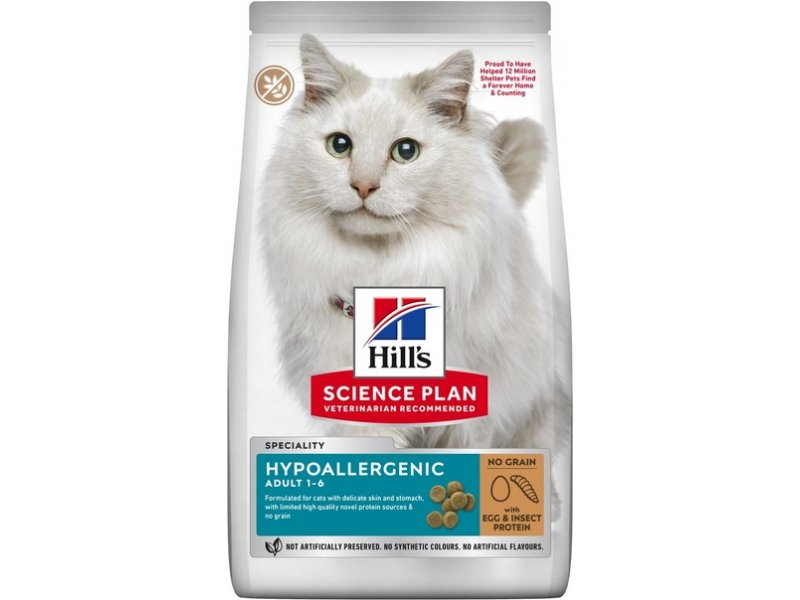 Hill's Science Plan Hypoallergenic Adult Cat Food No Grain Egg & Insect Protein 1.5kg