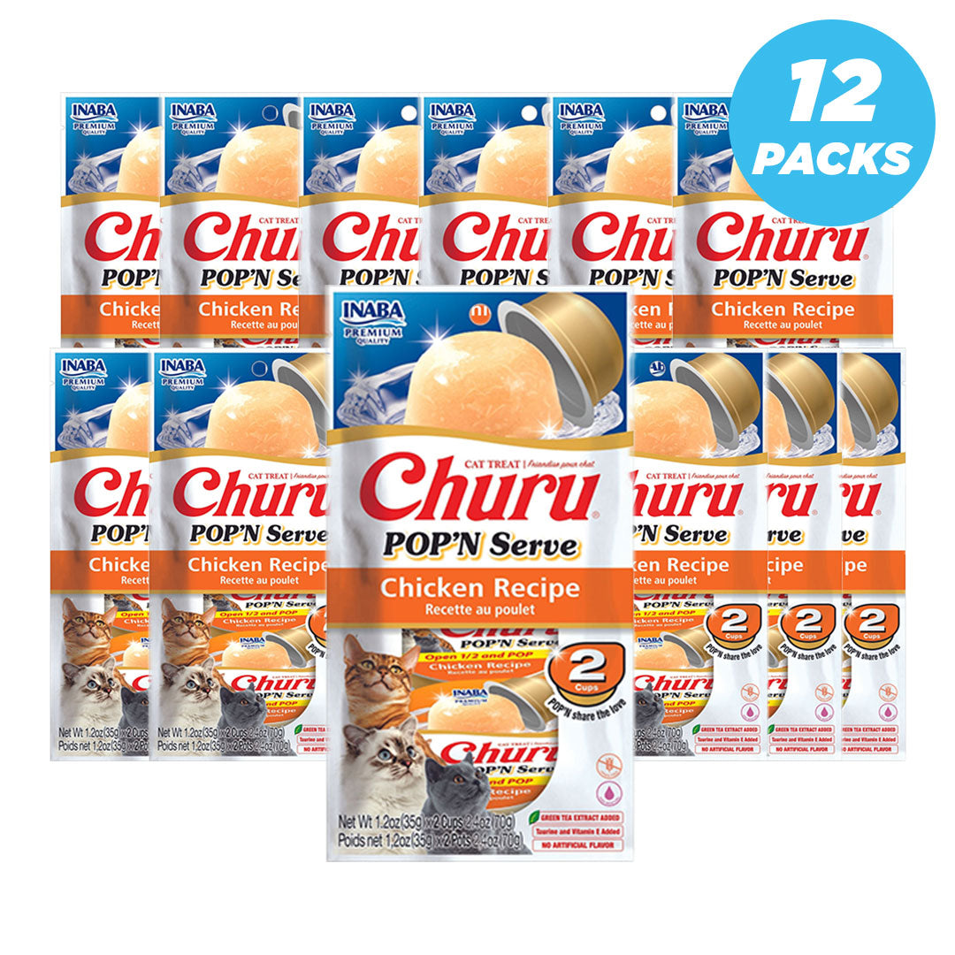 Inaba Churu Pop'N Serve Chicken Recipe Cat Treats 70G - Pack Of 12