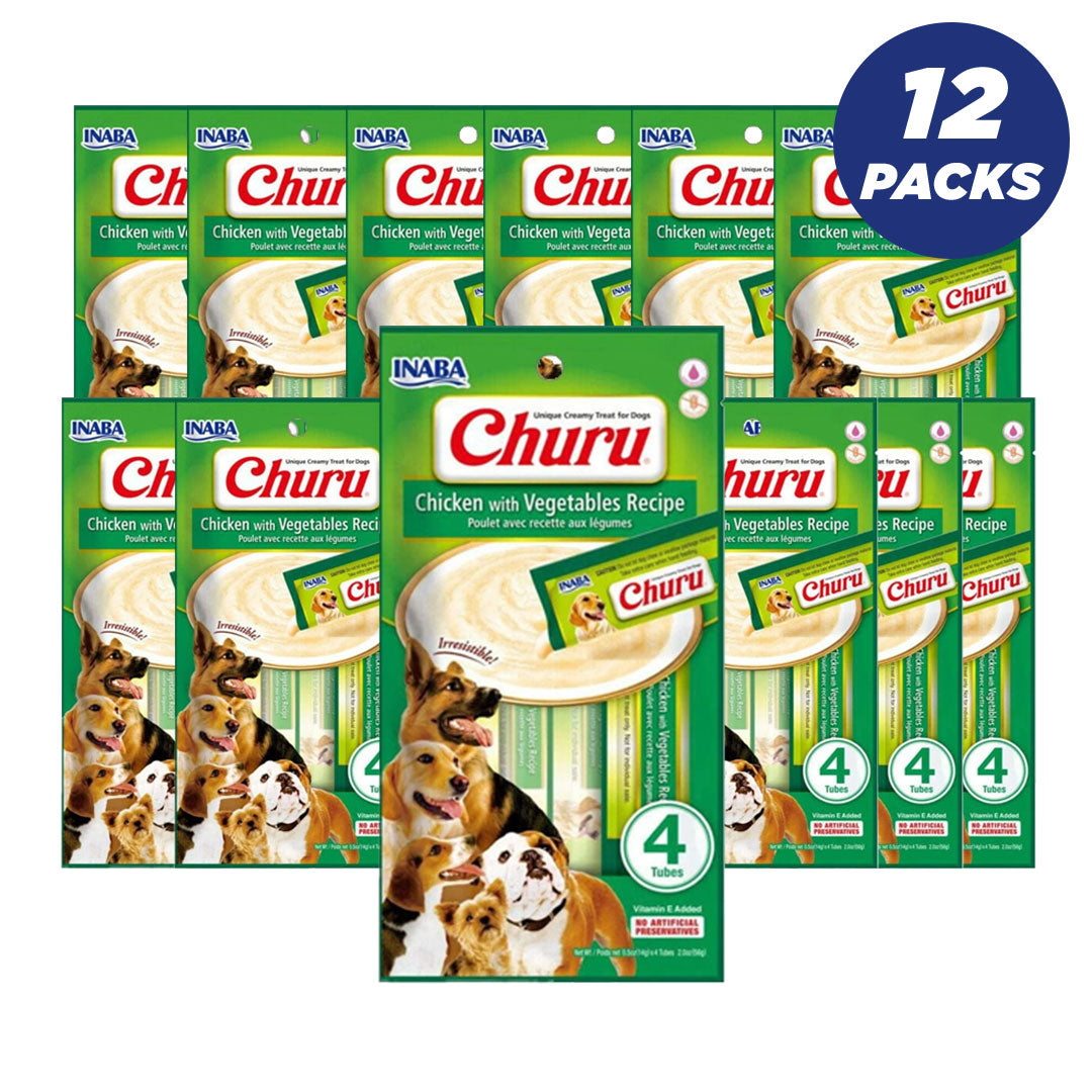 Inaba Churu Chicken With Vegetable Recipe 56G/4 Sticks Per Pack - Pack Of 12