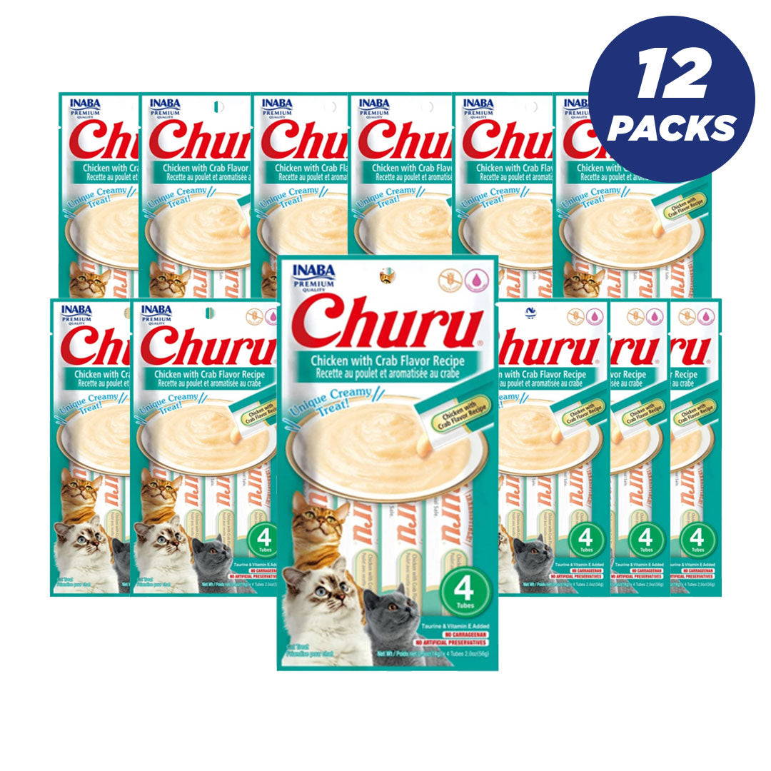 Inaba Churu Chicken With Crab 56 G/4 Sticks - Pack Of 12