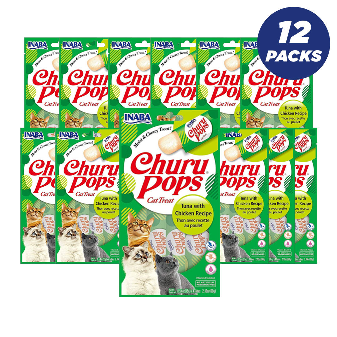 Inaba Churu Pops Tuna-Chicken 60G/4 Sticks Per Pack - Pack Of 12