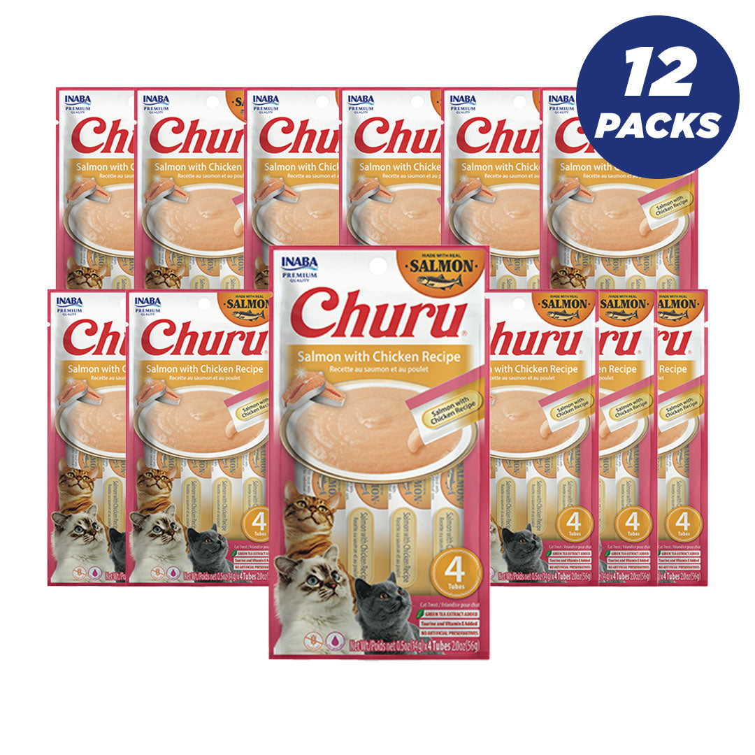 Inaba Churu Salmon With Chicken Recipe Cat Treats 56G - Pack Of 12