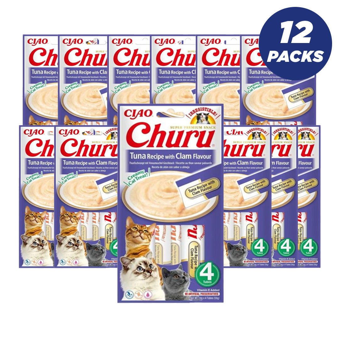 Inaba Churu Tuna Recipe With Clam Flavor Cat Treats 56G - Pack Of 12