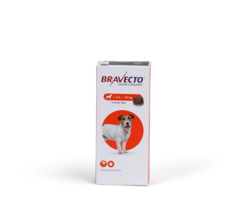 Bravecto Chewable for Small Dogs 4.5 - 10 kg Tablet 250mg