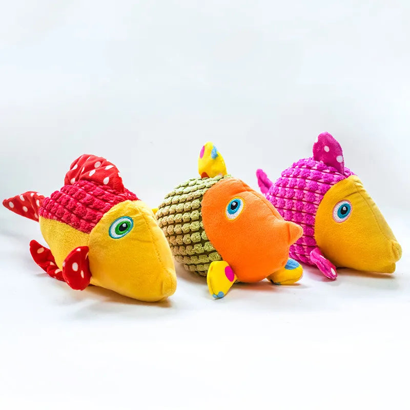 Plush Pet Fish Dog Toy - 21 x 2.5cm