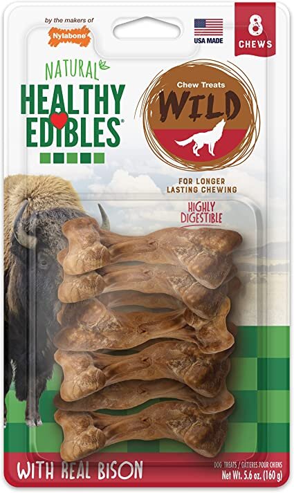 Nylabone Healthy Edibles Wild Bison 8Ct Card Small Edible Treats
