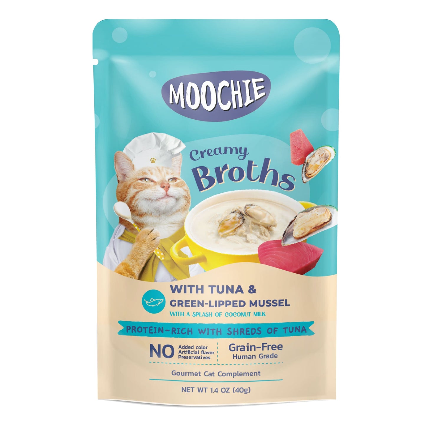 Moochie Creamy Broth with Tuna & Green-Lipped Mussel 40g Pouch