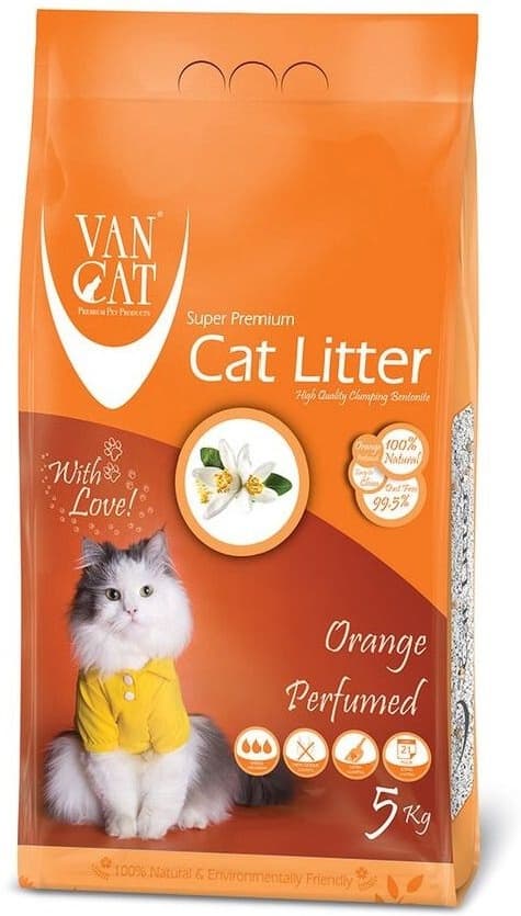 Van Cat White Bentonite Clumping Cat Litter Orange 5Kg Cat Litter