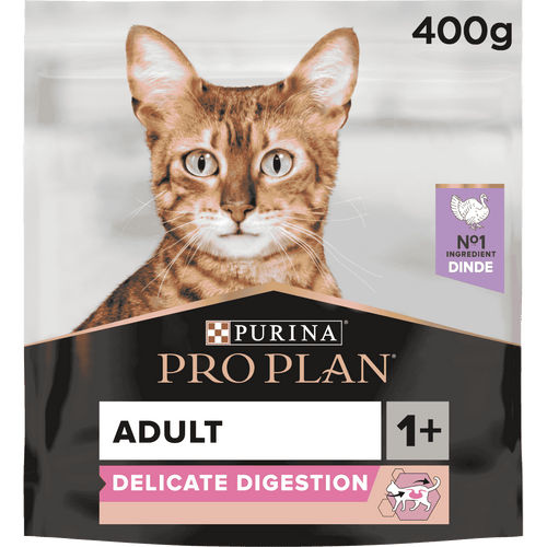 PRO PLAN ADULT DELICATE DIGESTION, DRY CAT FOOD TURKEY,400G