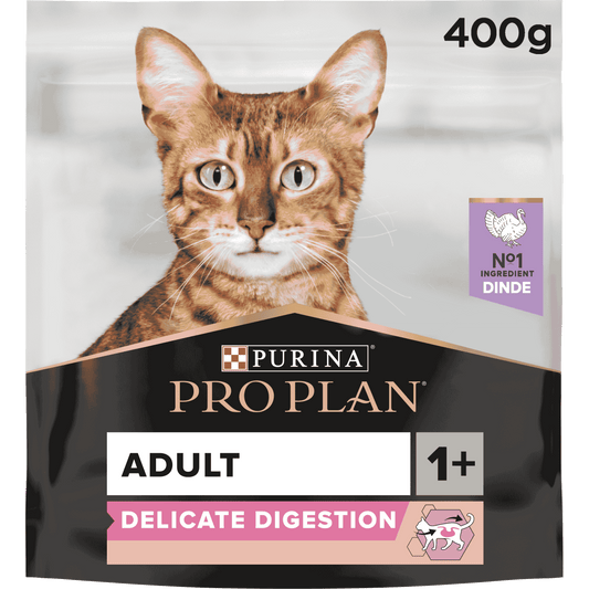 PRO PLAN ADULT DELICATE DIGESTION, DRY CAT FOOD TURKEY,400G