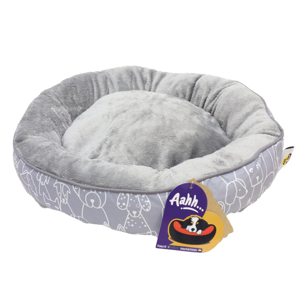 Aahh… Snuggly L46 X w36 X h42Cms Flannel Grey Doggies Love