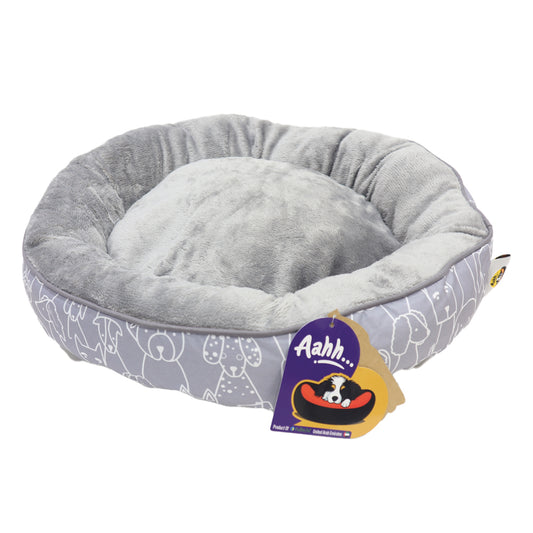 Aahh… Snuggly L46 X w36 X h42Cms Flannel Grey Doggies Love