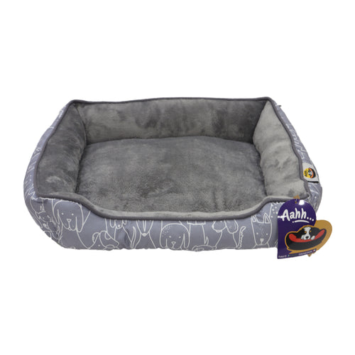 Aahh… Squarey L46 X w36 X h42Cms Flannel Grey Doggies Love