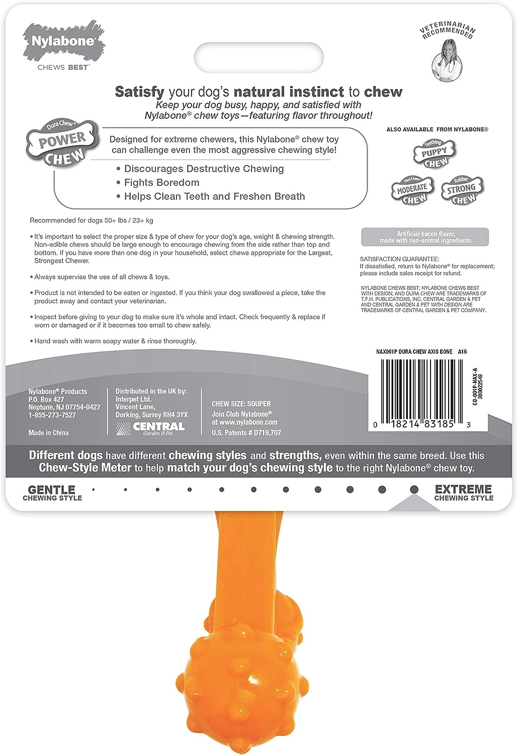 Nylabone Power Chew Axis Bone, Bacon Souper Nylon Chews