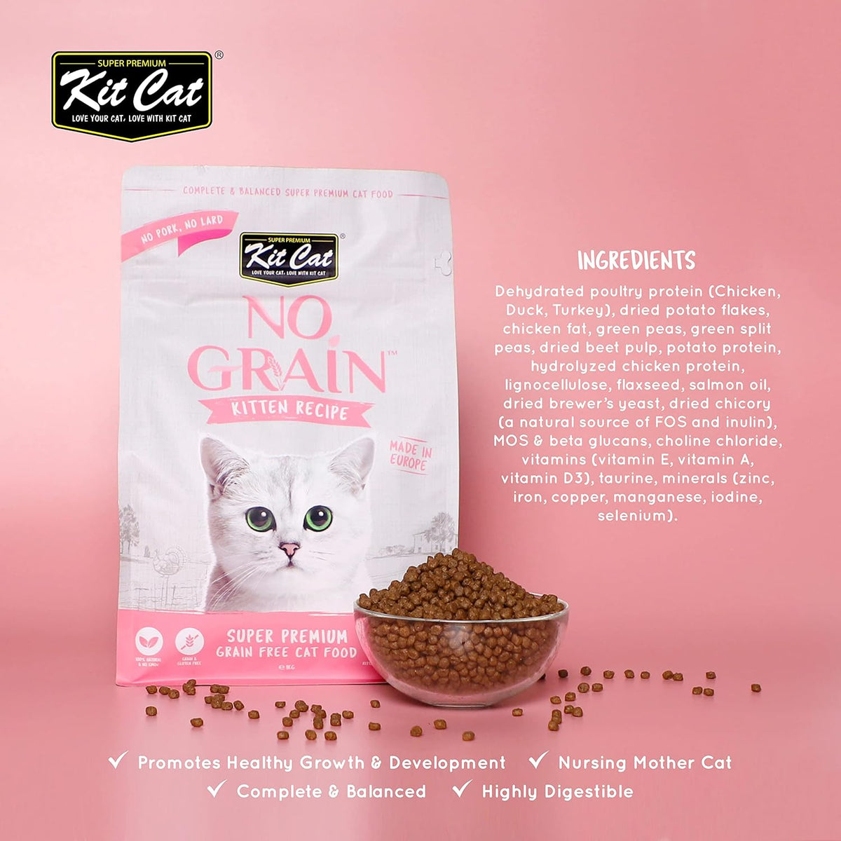 Kit Cat No Grain Kitten Recipe Cat Food - 1kg