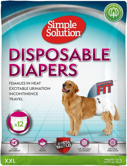 Simple Solution 4850 Disposable Female Dog Diapers, XXlarge pack of 12