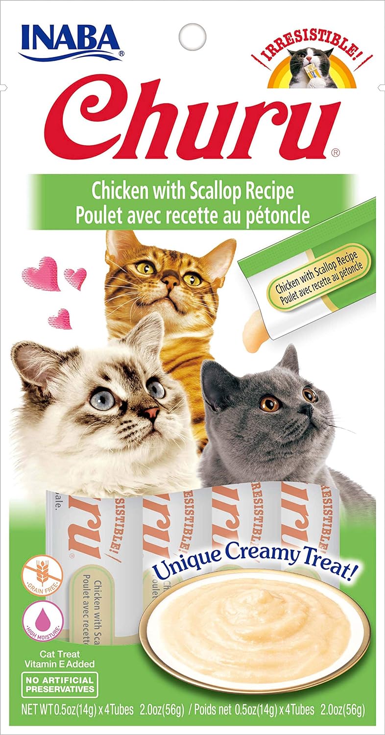Inaba Churu Chicken With Scallop 56g - 4 Sticks Per Pack