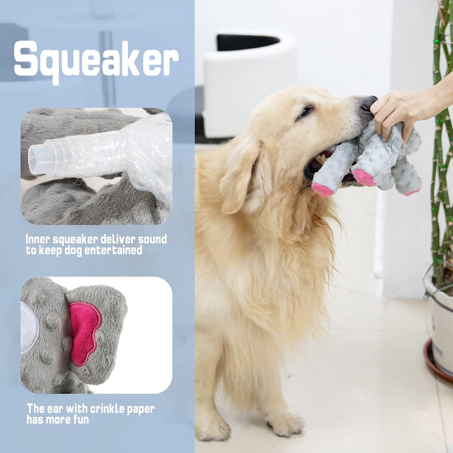 Plush Pet Elephant Dog Toy - 20 x 20cm
