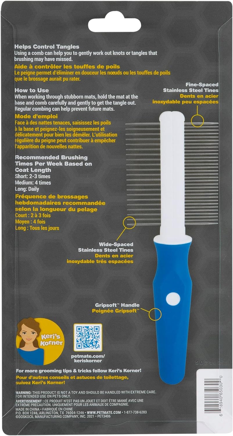 Petmate JW Gripsoft Double Sided Comb