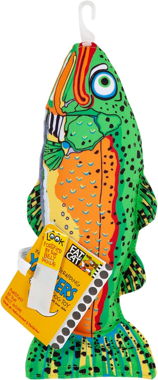 Petmate Fat Cat Classic Incredible Strapping Yankers Dog Toy Trout