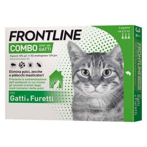 Frontline Combo Spot-On Gatti packaging with a cat's face on a white background