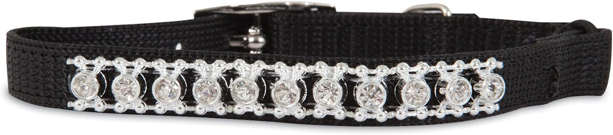 Petmate Cat Elastic Collar 3/8 x 8-10" Black Bling