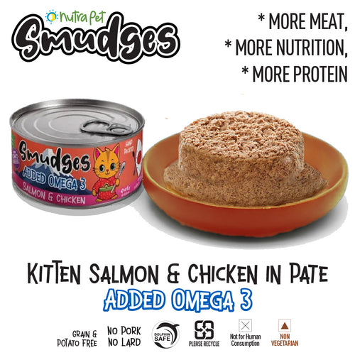 Smudges Kitten Salmon Pate Mixed with Shredded Chicken 60g