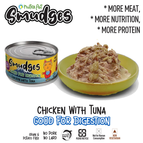 Smudges Adult Cat Chicken Flakes Tuna In Soft Jelly 80g