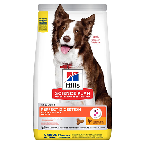Hill's Science Plan Perfect Digestion Medium Adult 1+ Dog Food with Chicken and Brown Rice (2.5kg)