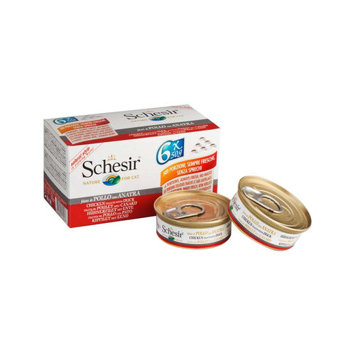 Schesir Cat Multipack Can Wet Food-Chicken fillets With Duck 6x50g - 300g