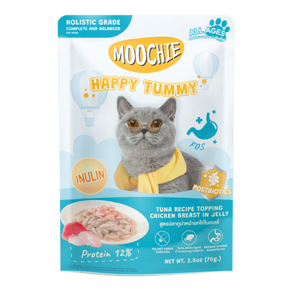 Moochie Tuna Recipe Topping Chicken Breast In Jelly Cat Food for Happy Tummy/Digestion 70g