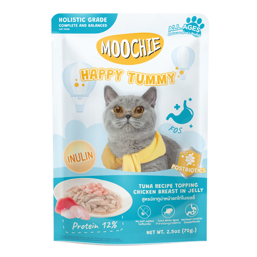 Moochie Tuna Recipe Topping Chicken Breast In Jelly Cat Food for Happy Tummy/Digestion 70g
