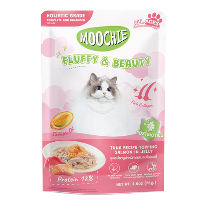 Moochie Tuna Recipe Topping Salmon In Jelly Cat Food for Fluffy & Beauty 70g