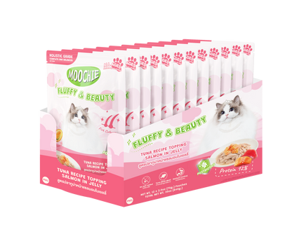 Moochie Tuna Recipe Topping Salmon In Jelly Cat Food for Fluffy & Beauty 70g