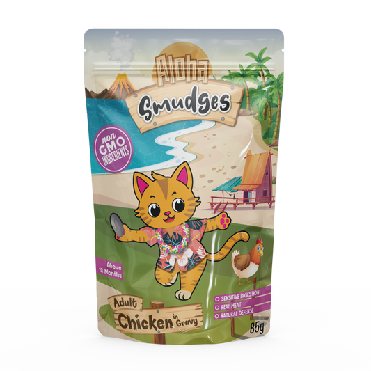 Aloha Smudges Chicken Adult Cat wet food in Gravy 85g Pouch